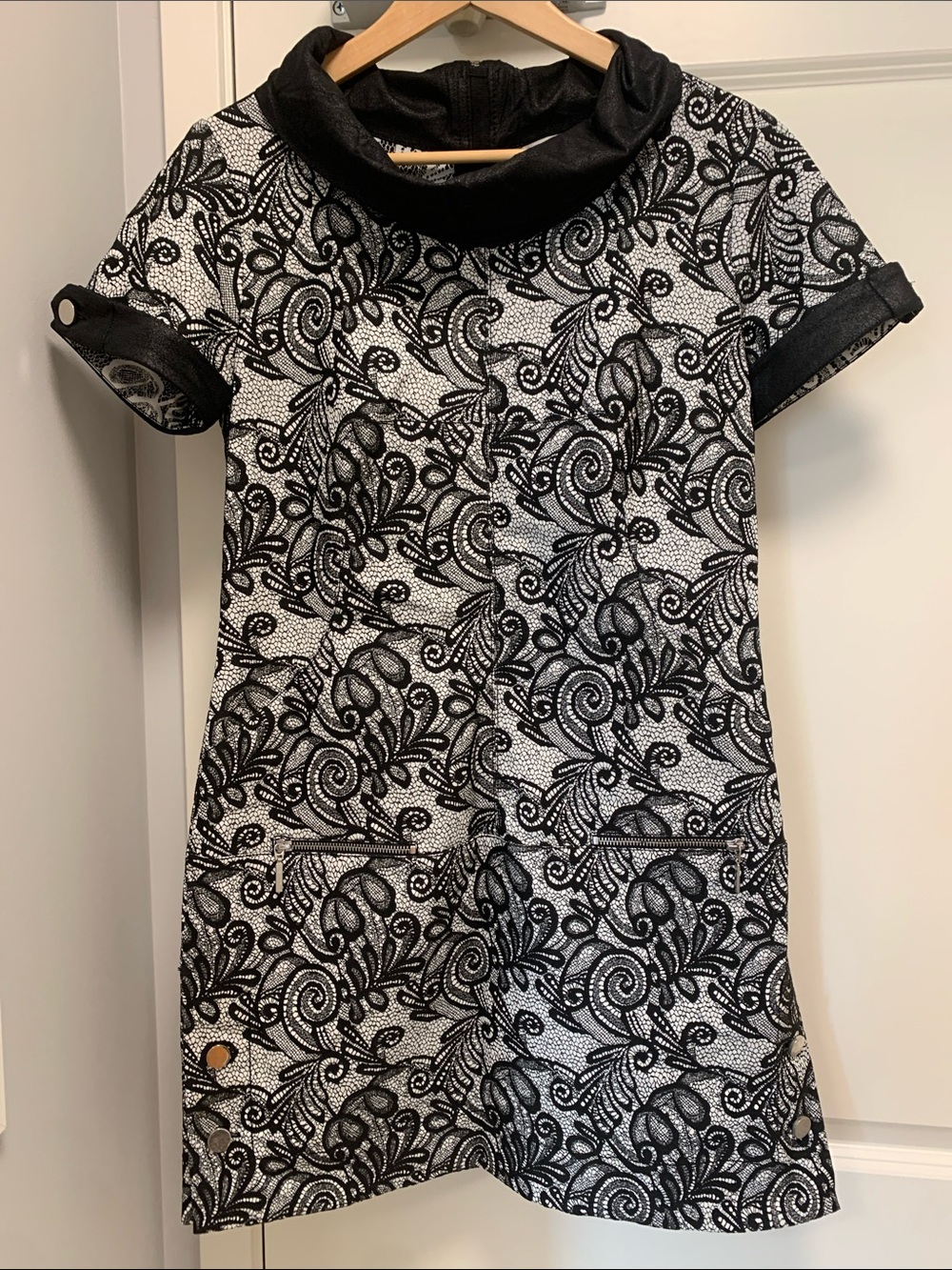 Bianca Nygard Black & White Patterned Dress with Pocket Detail